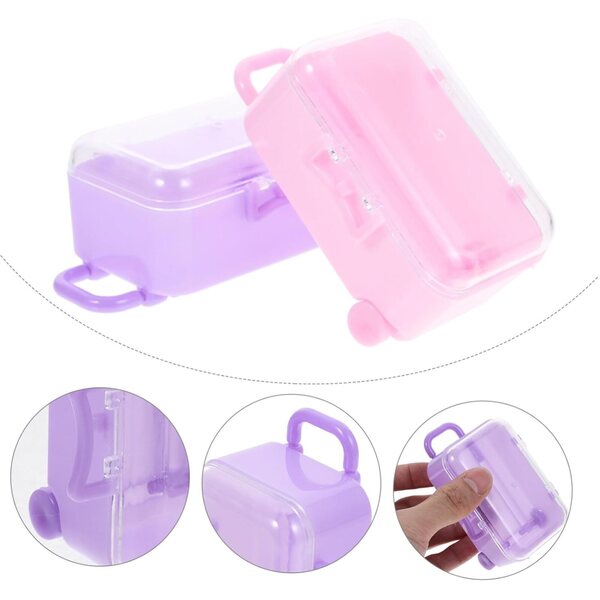 Set 2 Mini Valigie Viola per Bambole - Accessori Pratici e Resistenti in Plastica