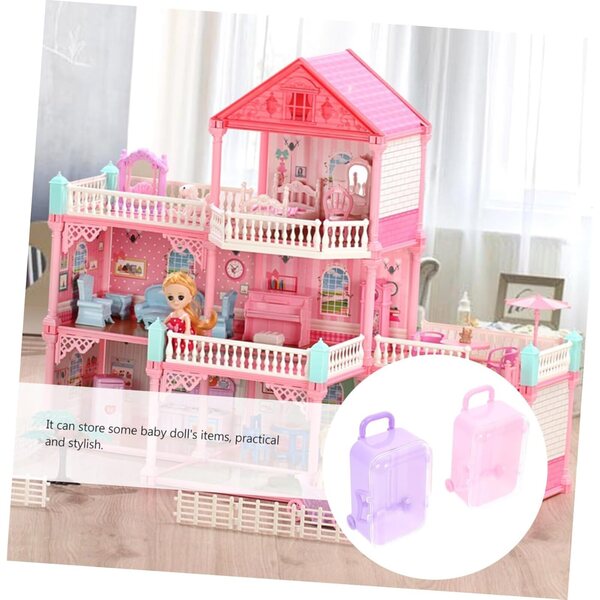 Set 2 Mini Valigie Viola per Bambole - Accessori Pratici e Resistenti in Plastica