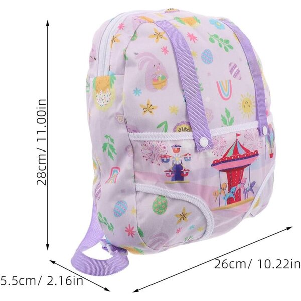 Mikinona Zaino Mini per Bambole con Motivo Carino, Organizer Multifunzione Resistente