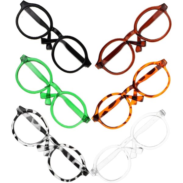 Mini Occhiali per Bambole 6 pezzi in Plastica Leggera Colorati e Resistenti