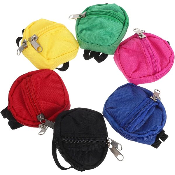 iplusmile Set of 6 Miniature Backpacks for Dolls with Zipper, School Game Accessories