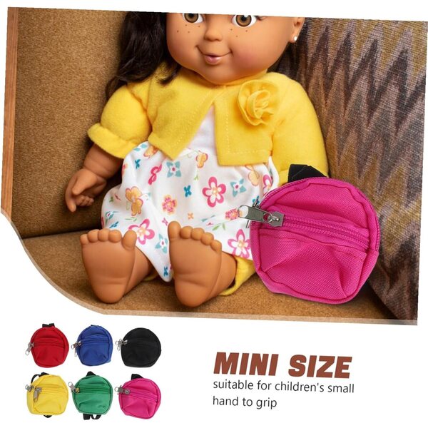 iplusmile Set of 6 Miniature Backpacks for Dolls with Zipper, School Game Accessories