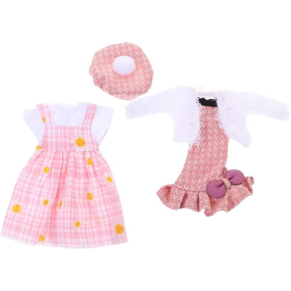 ORFOFE Vestiti per Bambole Gonne Compresse con Cappello Riutilizzabili Rosa