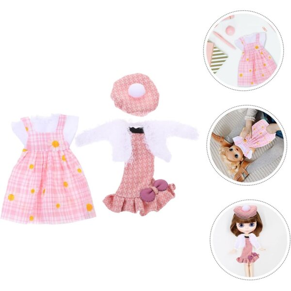 ORFOFE Vestiti per Bambole Gonne Compresse con Cappello Riutilizzabili Rosa