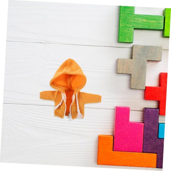 Felpa con Cappuccio Gialla per Bambole Miniature 11cm Abito Fai da Te Morbido