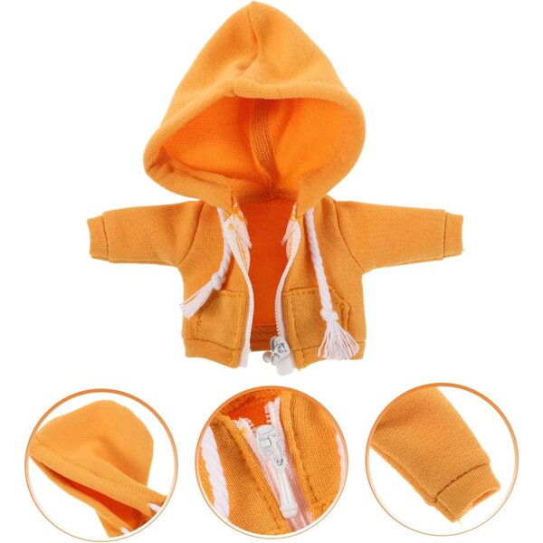 Felpa con Cappuccio Gialla per Bambole Miniature 11cm Abito Fai da Te Morbido