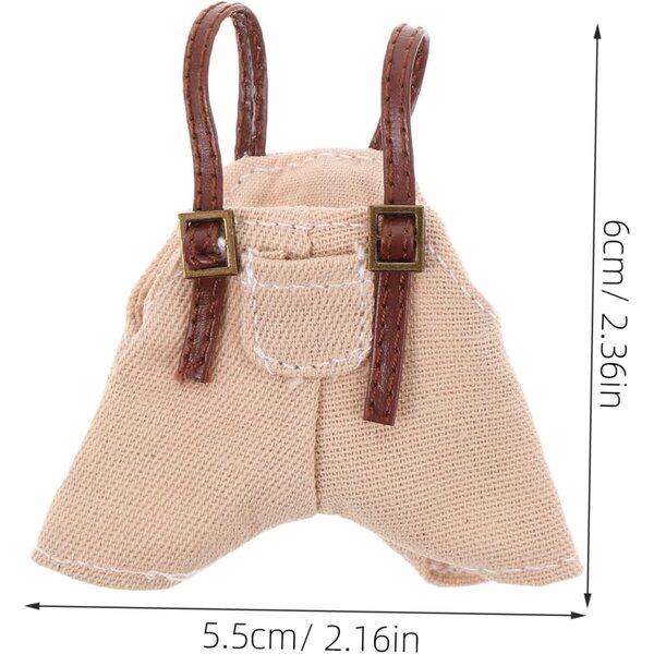 Abbigliamento per Bambole in Cotone con Bretelle e Pantaloni - Set Accessori Fatti a Mano