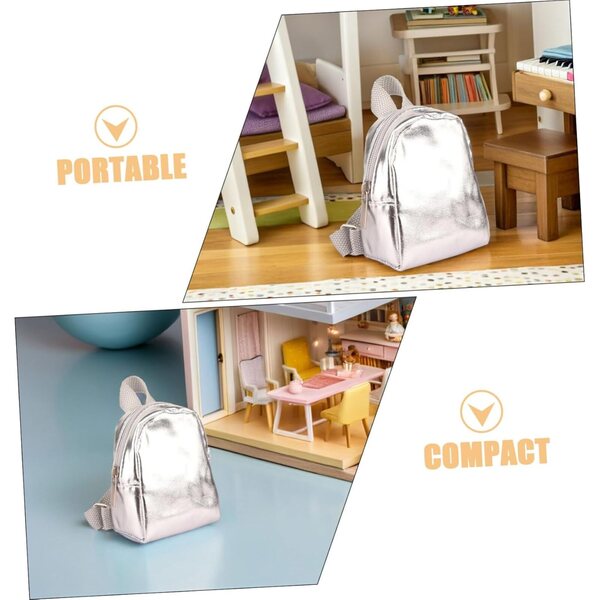 BESTonZON 2 pezzi Mini Zaini con Cerniera per Bambole - Accessori per Casa delle Bambole