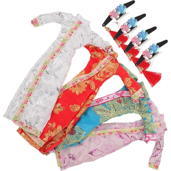 BESPORTBLE 4 Set Vestiti Cheongsam Floreale per Bambole con Copricapo Costume Tradizionale