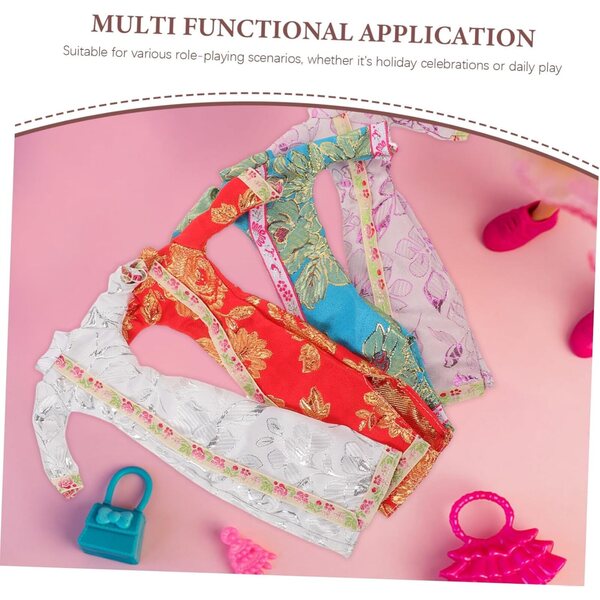BESPORTBLE 4 Set Vestiti Cheongsam Floreale per Bambole con Copricapo Costume Tradizionale