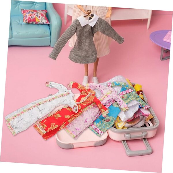 BESPORTBLE 4 Set Vestiti Cheongsam Floreale per Bambole con Copricapo Costume Tradizionale