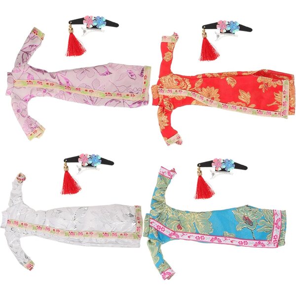 Vaguelly 4 Sets florale Cheongsam-Kleider für Puppen – traditionelle und weiche chinesische Kleidung