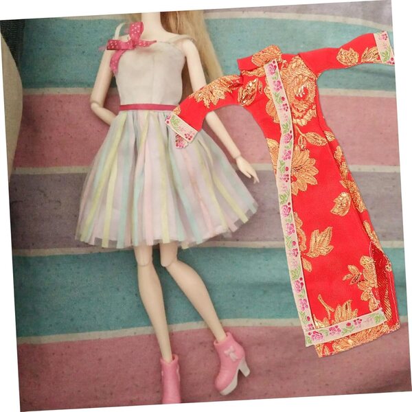Vaguelly 4 Sets florale Cheongsam-Kleider für Puppen – traditionelle und weiche chinesische Kleidung