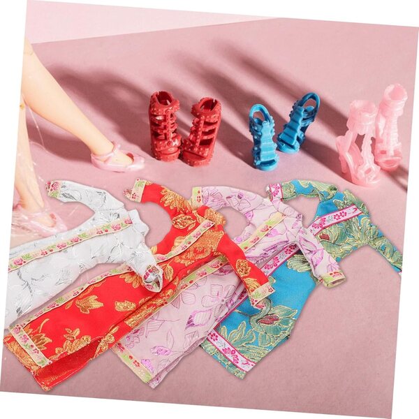 Vaguelly 4 Sets florale Cheongsam-Kleider für Puppen – traditionelle und weiche chinesische Kleidung