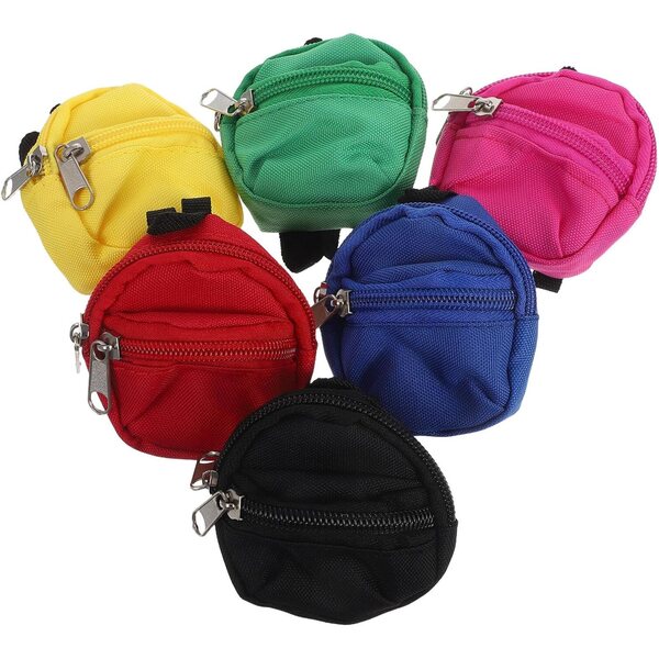 WOONEKY Set 6 Mini Zainetti con Cerniera per Bambole, Accessori Versatili e Resistenti