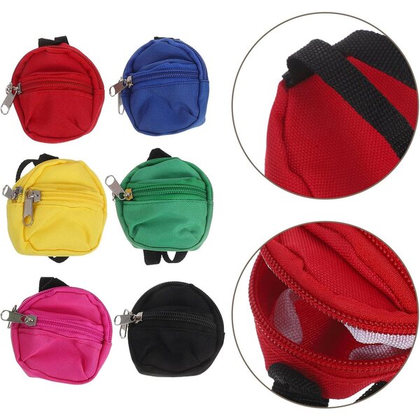 WOONEKY Set 6 Mini Zainetti con Cerniera per Bambole, Accessori Versatili e Resistenti