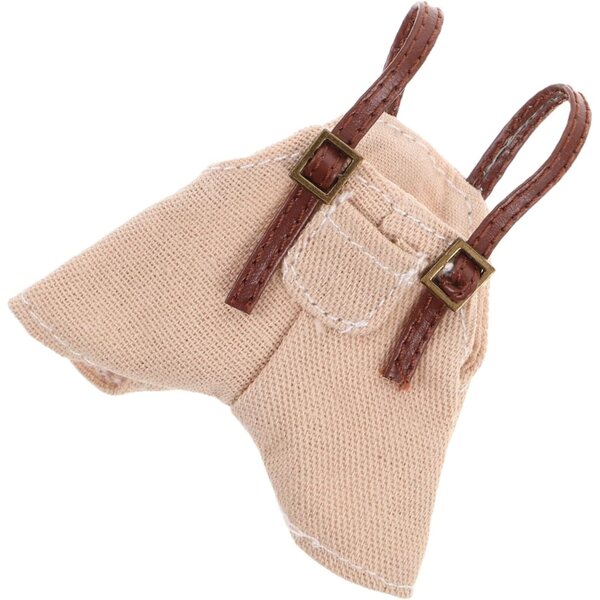 BESPORTBLE Vestito Bambola Pantaloni con Bretelle Abbigliamento Peluche Beige 6x5,5 cm