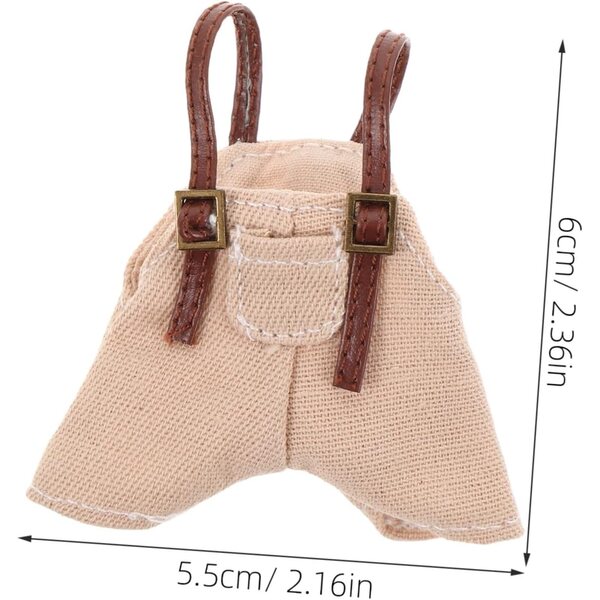BESPORTBLE Vestito Bambola Pantaloni con Bretelle Abbigliamento Peluche Beige 6x5,5 cm