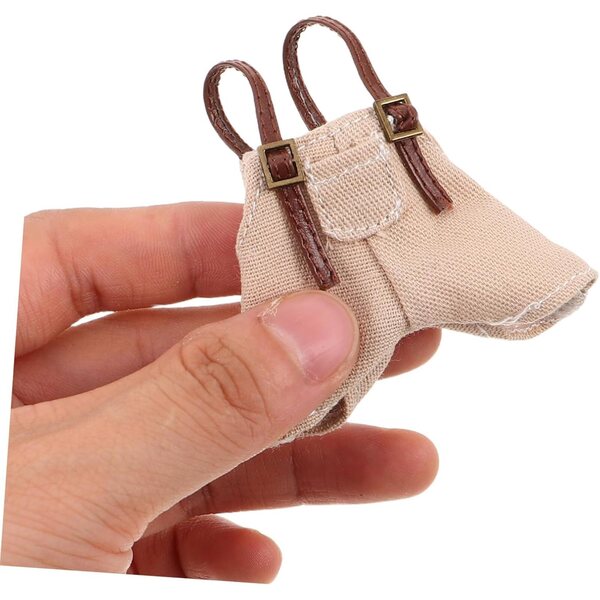 BESPORTBLE Vestito Bambola Pantaloni con Bretelle Abbigliamento Peluche Beige 6x5,5 cm