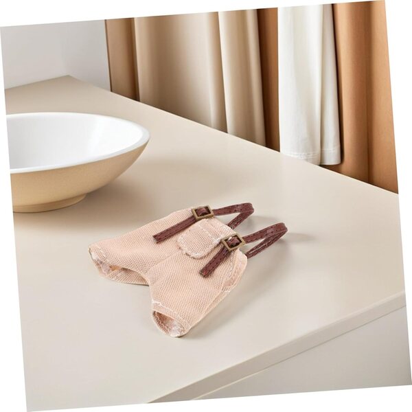 BESPORTBLE Vestito Bambola Pantaloni con Bretelle Abbigliamento Peluche Beige 6x5,5 cm