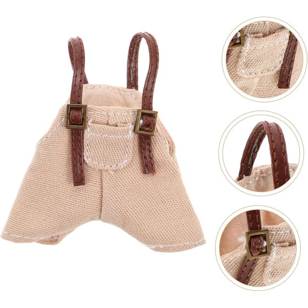 BESPORTBLE Vestito Bambola Pantaloni con Bretelle Abbigliamento Peluche Beige 6x5,5 cm