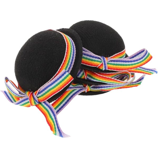 UPKOCH Mini Cappelli Neri per Bambole 4 Pezzi con Nastro Colorato - Accessori Decorativi Eleganti