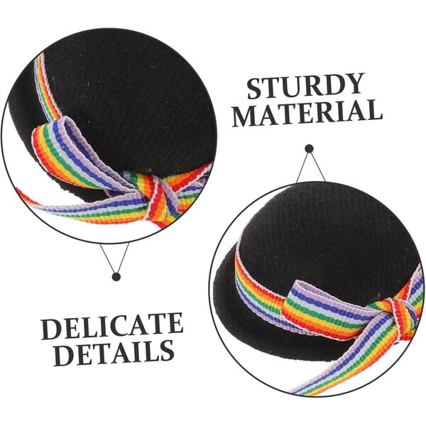 UPKOCH Mini Cappelli Neri per Bambole 4 Pezzi con Nastro Colorato - Accessori Decorativi Eleganti