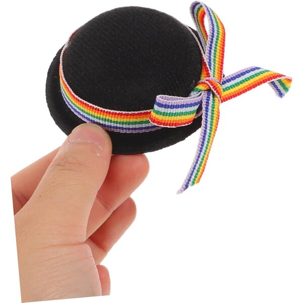 UPKOCH Mini Cappelli Neri per Bambole 4 Pezzi con Nastro Colorato - Accessori Decorativi Eleganti