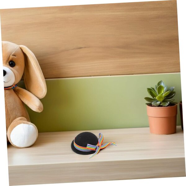 UPKOCH Mini Cappelli Neri per Bambole 4 Pezzi con Nastro Colorato - Accessori Decorativi Eleganti