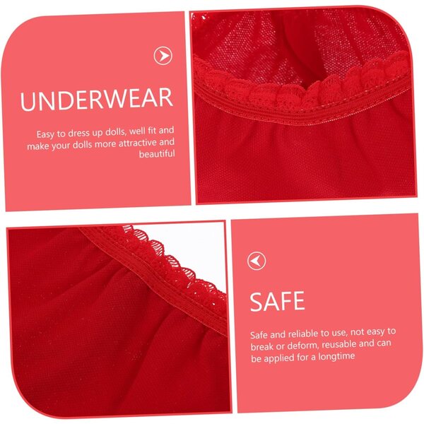 10 Slip per Bambole 18 Pollici Colorate in Pizzo Bianche e Rosse Riutilizzabili