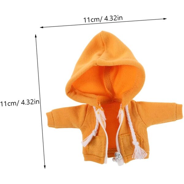 Felpa con Cappuccio Gialla Morbida per Bambole da 12 cm - Abbigliamento Miniatura