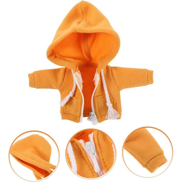 Felpa con Cappuccio Gialla Morbida per Bambole da 12 cm - Abbigliamento Miniatura