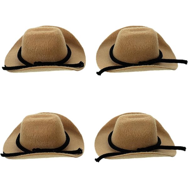 4 Mini-Cowgirl-Hüte aus Polyester für Puppen und Western-Dekorationen
