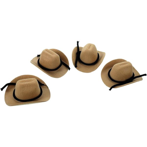 Vaguelly 4 Mini-Cowboyhüte für Puppen, leichtes und widerstandsfähiges Western-Zubehör