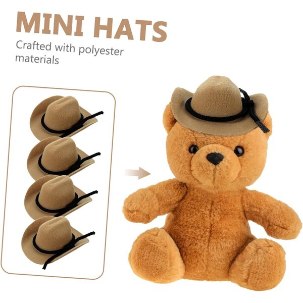 Vaguelly 4 Mini-Cowboyhüte für Puppen, leichtes und widerstandsfähiges Western-Zubehör