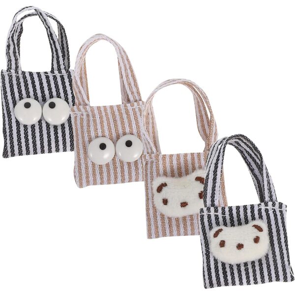 4 Mini-Puppentaschen aus Segeltuch – kreatives Puppenhaus-Zubehör