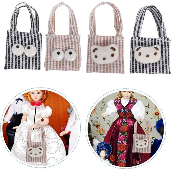 Set 4 Mini Borse a Tracolla in Tela per Bambole – Accessori Collezionabili per Casa delle Bambole
