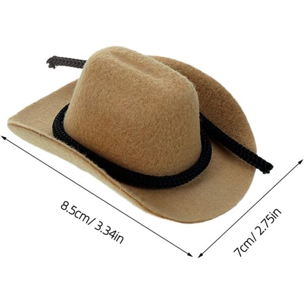 4 Mini Cappelli da Cowgirl per Bambole 8 cm in Poliestere, Accessori Western