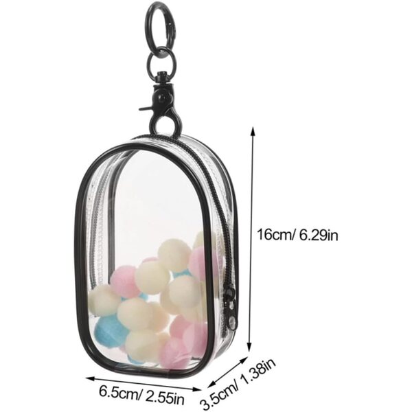 Beaupretty Borsa Trasparente per Esposizione Bambole con Portachiavi e Zip - 2 Pezzi