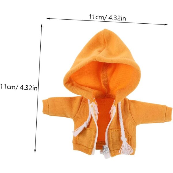 Felpa con Cappuccio Gialla per Bambole 12 cm - Accessorio Miniatura Moda Fai da Te