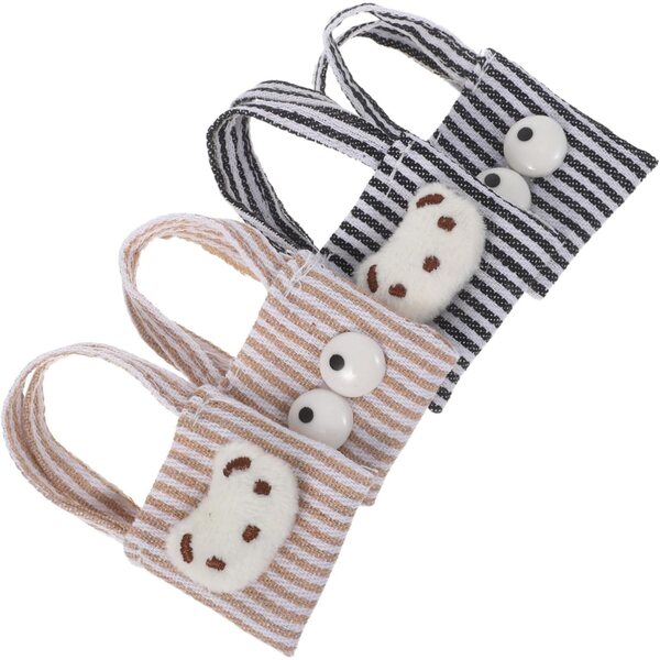 Set 4 Mini Borse Canvas per Bambole - Accessori Decorativi per Case delle Bambole
