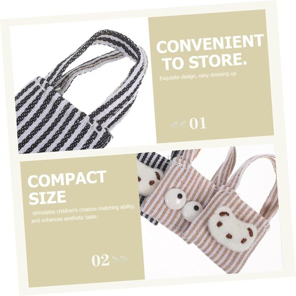 Set 4 Mini Borse Canvas per Bambole - Accessori Decorativi per Case delle Bambole