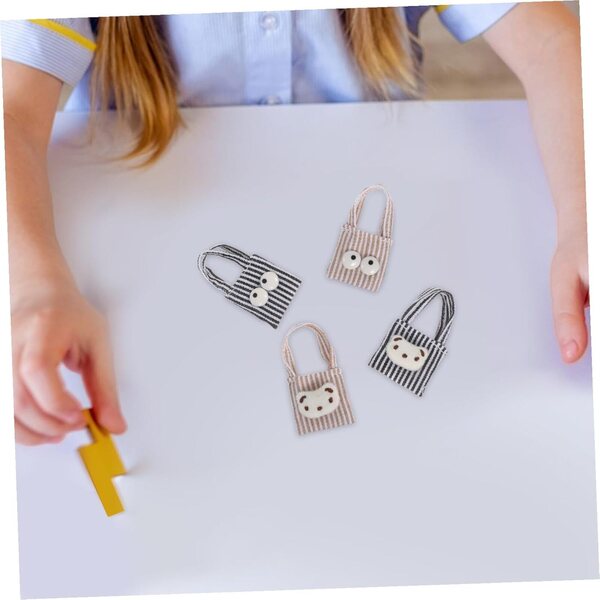 Set 4 Mini Borse Canvas per Bambole - Accessori Decorativi per Case delle Bambole