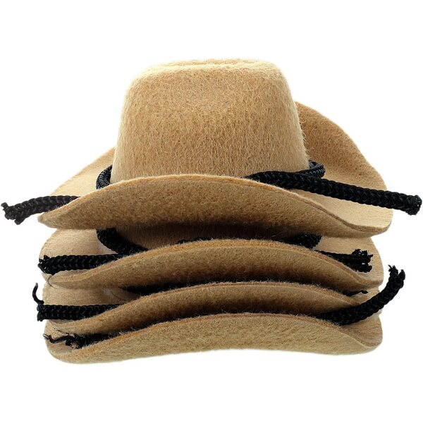 Outanaya 4 Mini Cappelli Cowgirl Beige 8 cm Accessori Doll Western Feste