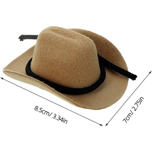 Outanaya 4 Mini-Cowgirl-Hüte in Beige, 8 cm, Western-Puppen-Partyzubehör