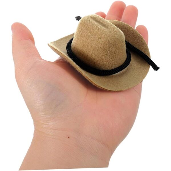 VICASKY 4 Stück Mini-Cowboyhut in Beige für Puppen und Western-Partydekorationen