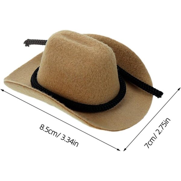 CHILDWEET 4 Mini-Cowboyhüte in Beige für Puppen und Western-Dekorationen