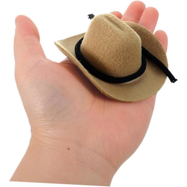 CHILDWEET 4 Mini-Cowboyhüte in Beige für Puppen und Western-Dekorationen