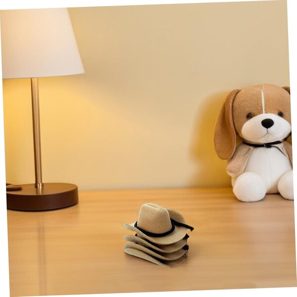 CHILDWEET 4 Mini-Cowboyhüte in Beige für Puppen und Western-Dekorationen