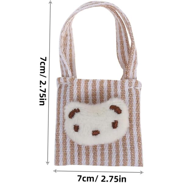 4 Mini-Leinentaschen für Puppen – dekorative Accessoires für Puppenhäuser